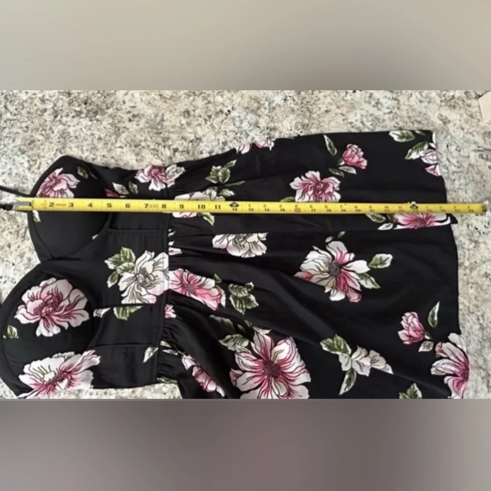 Band of Gypsies Corset Bustier Floral Black Pink Mini Sundress Boho Size S - Picture 11 of 12